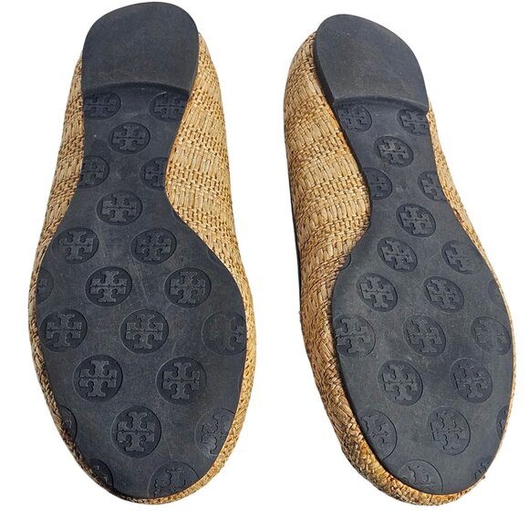 Tory Burch Women Raffia Flats Black 8M Coastal, Old Money, Clean Girl Flawed - Picture 10 of 12
